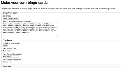 英文學習單網站 Bingo Cards