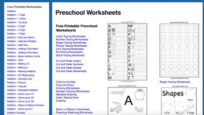 英文學習單網站 Preschool Worksheets