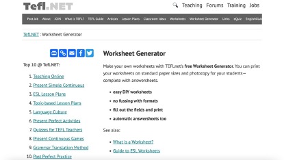 英文學習單網站 Worksheet Generator
